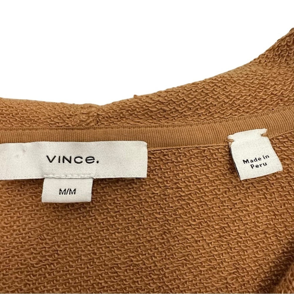 Vince Oversized Cotton Terry Cardigan Hoodie in Honey Brown Size M - Picture 6 of 14